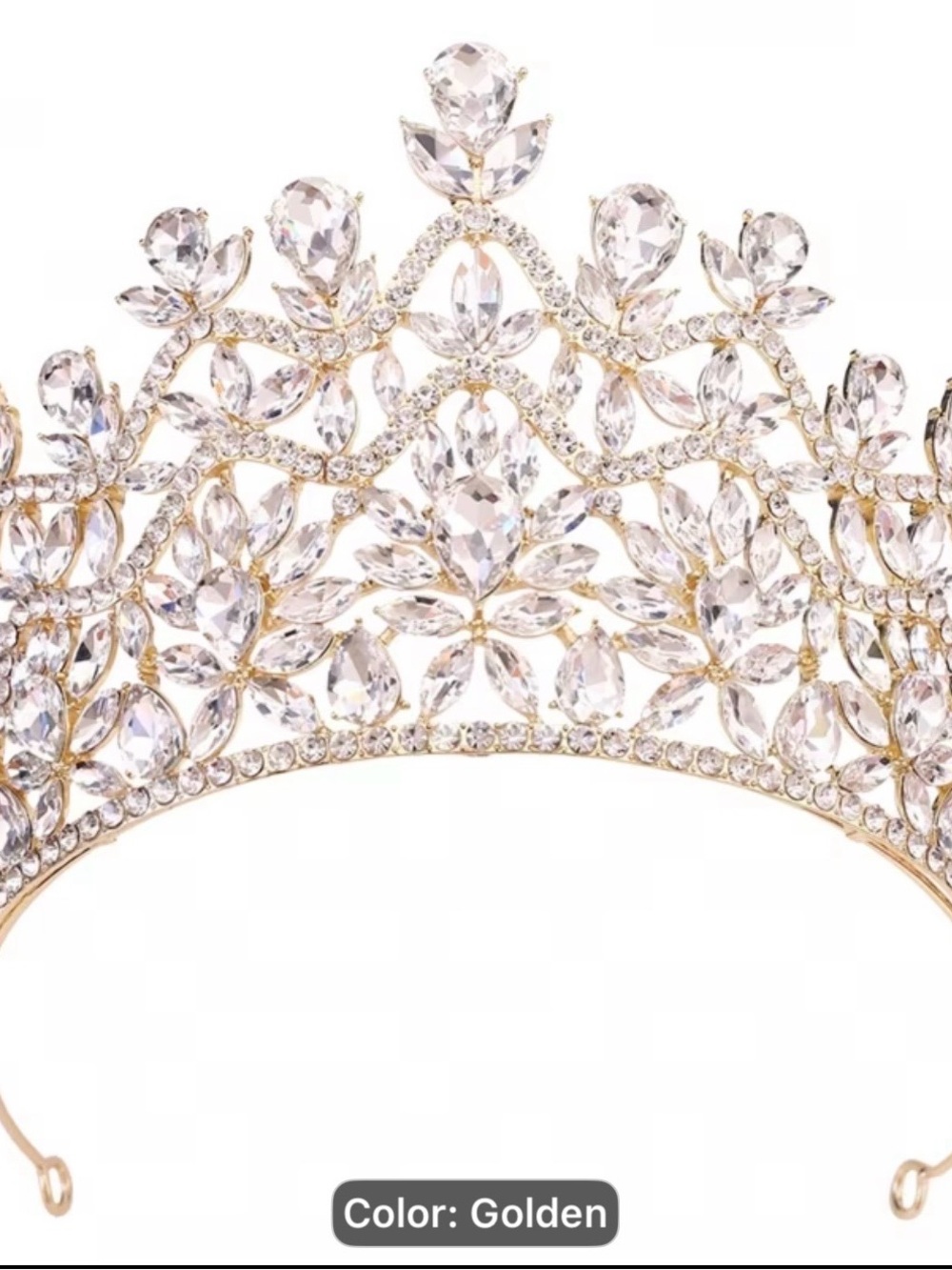 Gold Crystal Bridal Tiara - Elegant Women's Hair Crown